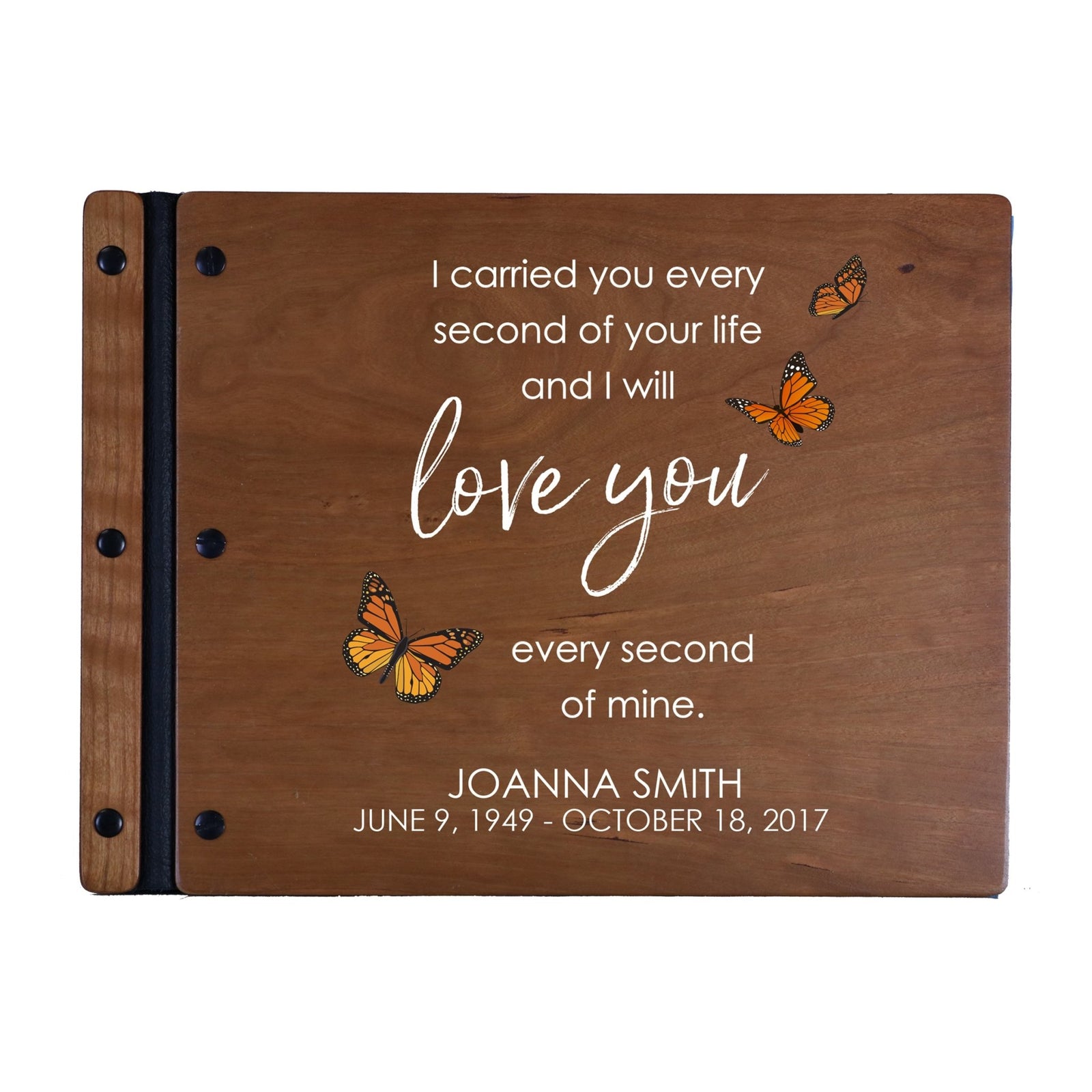 Custom Large Wooden Memorial Guestbook 13.375x10in - I Carried You (Butterflies) - LifeSong Milestones