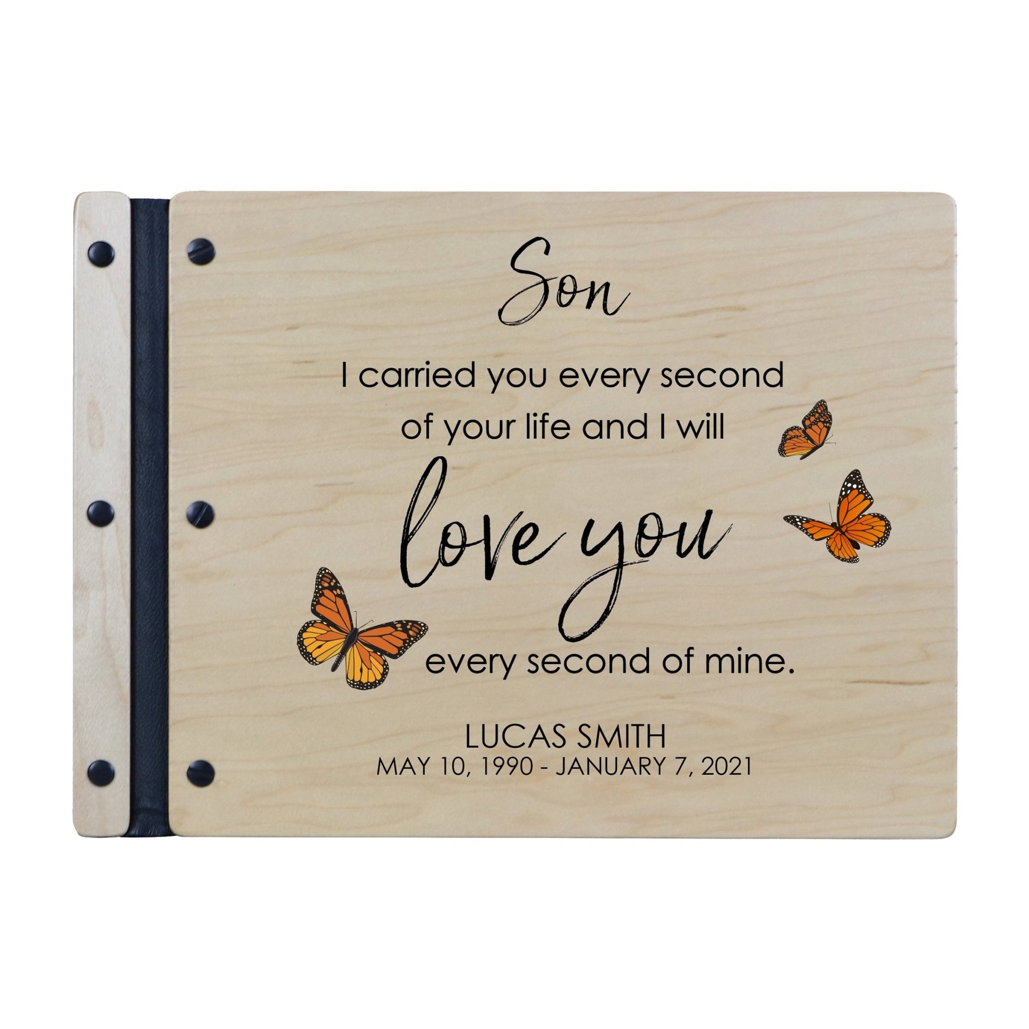 Custom Large Wooden Memorial Guestbook 13.375x10in - I Carried You (Maple) - LifeSong Milestones