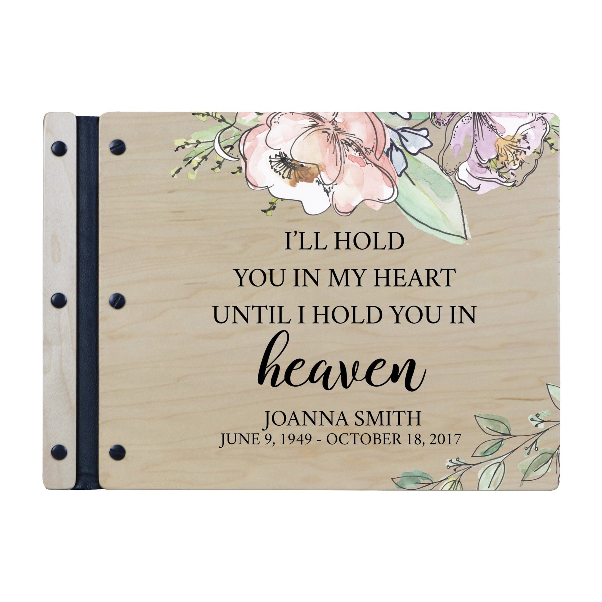 Custom Large Wooden Memorial Guestbook 13.375x10in - I’ll Hold You - LifeSong Milestones