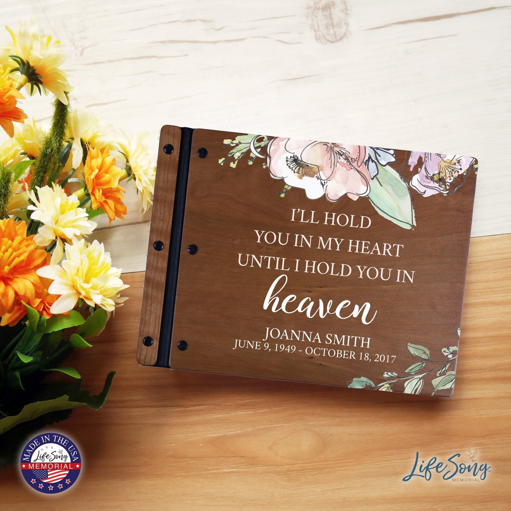 Custom Large Wooden Memorial Guestbook 13.375x10in - I’ll Hold You - LifeSong Milestones