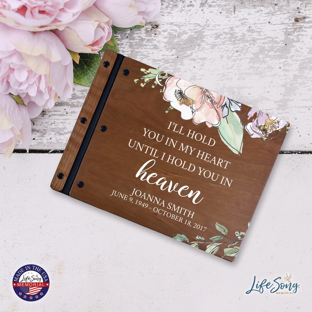 Custom Large Wooden Memorial Guestbook 13.375x10in - I’ll Hold You - LifeSong Milestones