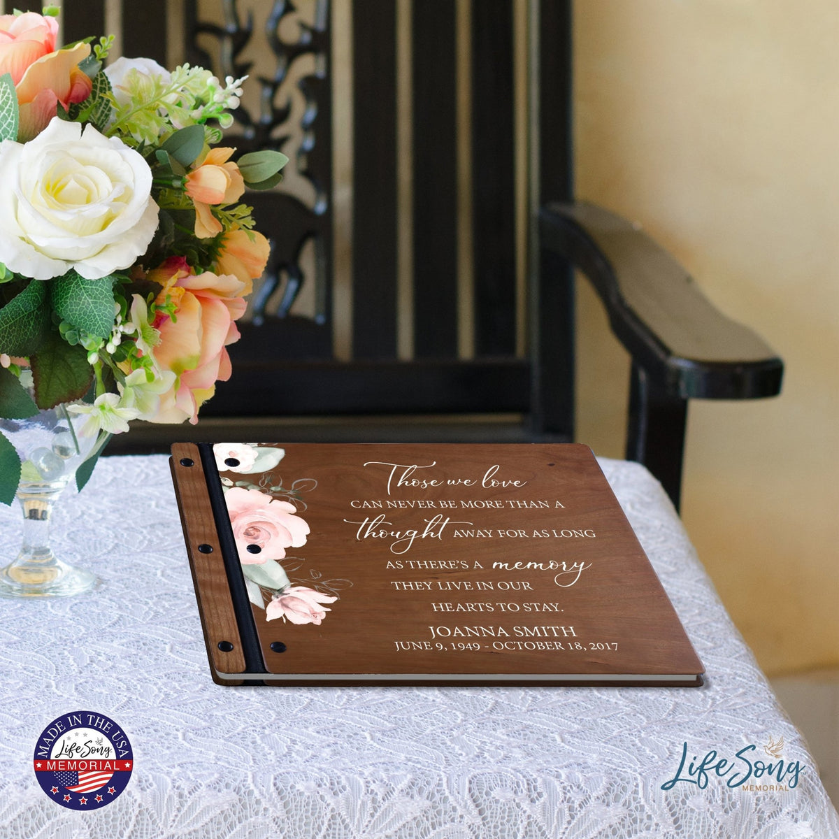 Custom Large Wooden Memorial Guestbook 13.375x10in - Those We Love - LifeSong Milestones