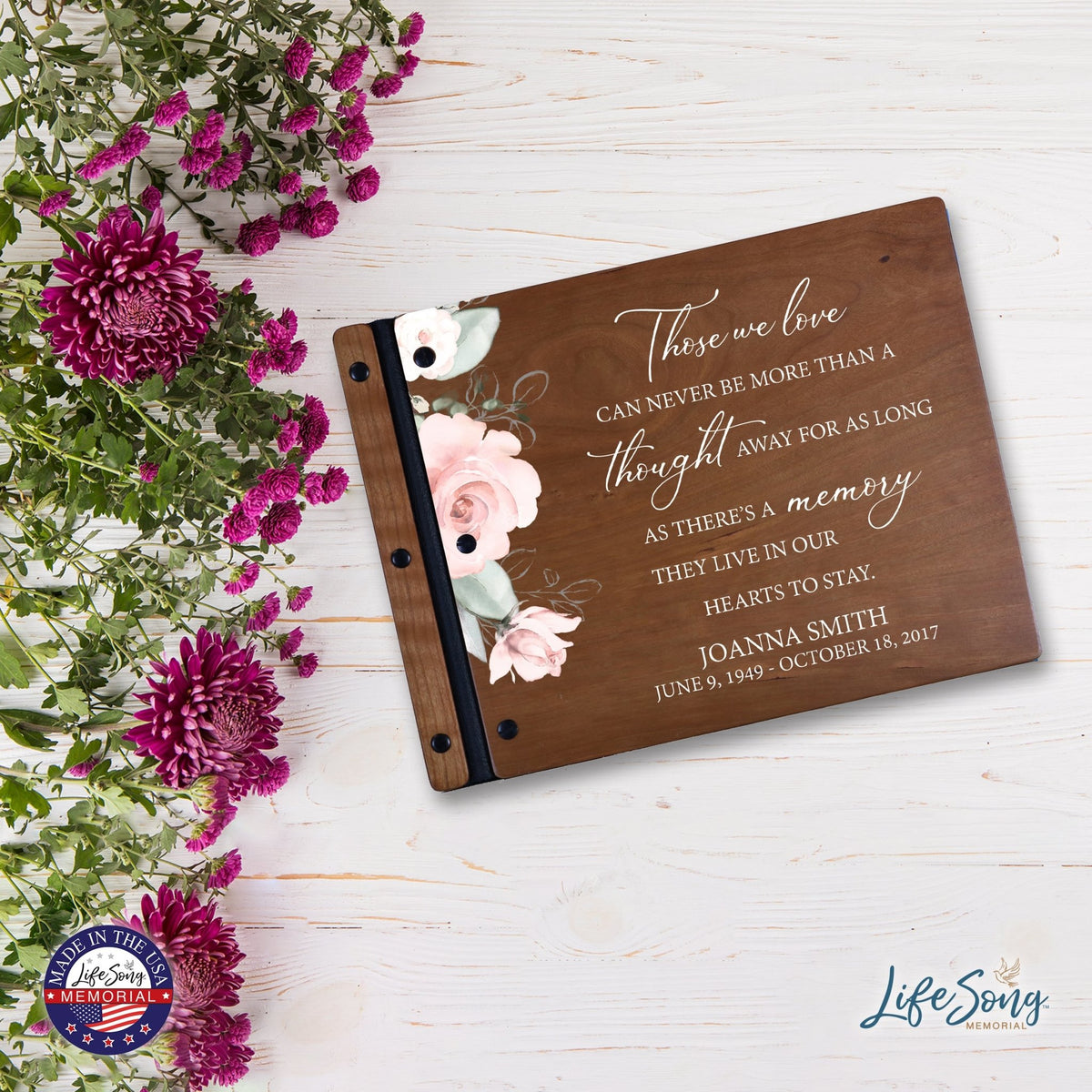 Custom Large Wooden Memorial Guestbook 13.375x10in - Those We Love - LifeSong Milestones