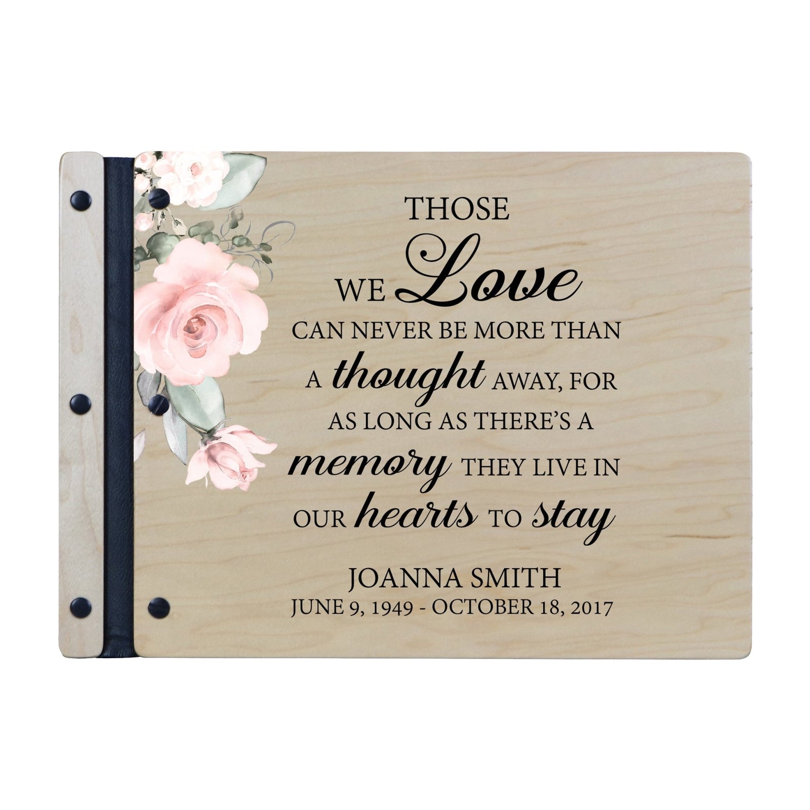Custom Large Wooden Memorial Guestbook 13.375x10in - Those We Love - LifeSong Milestones