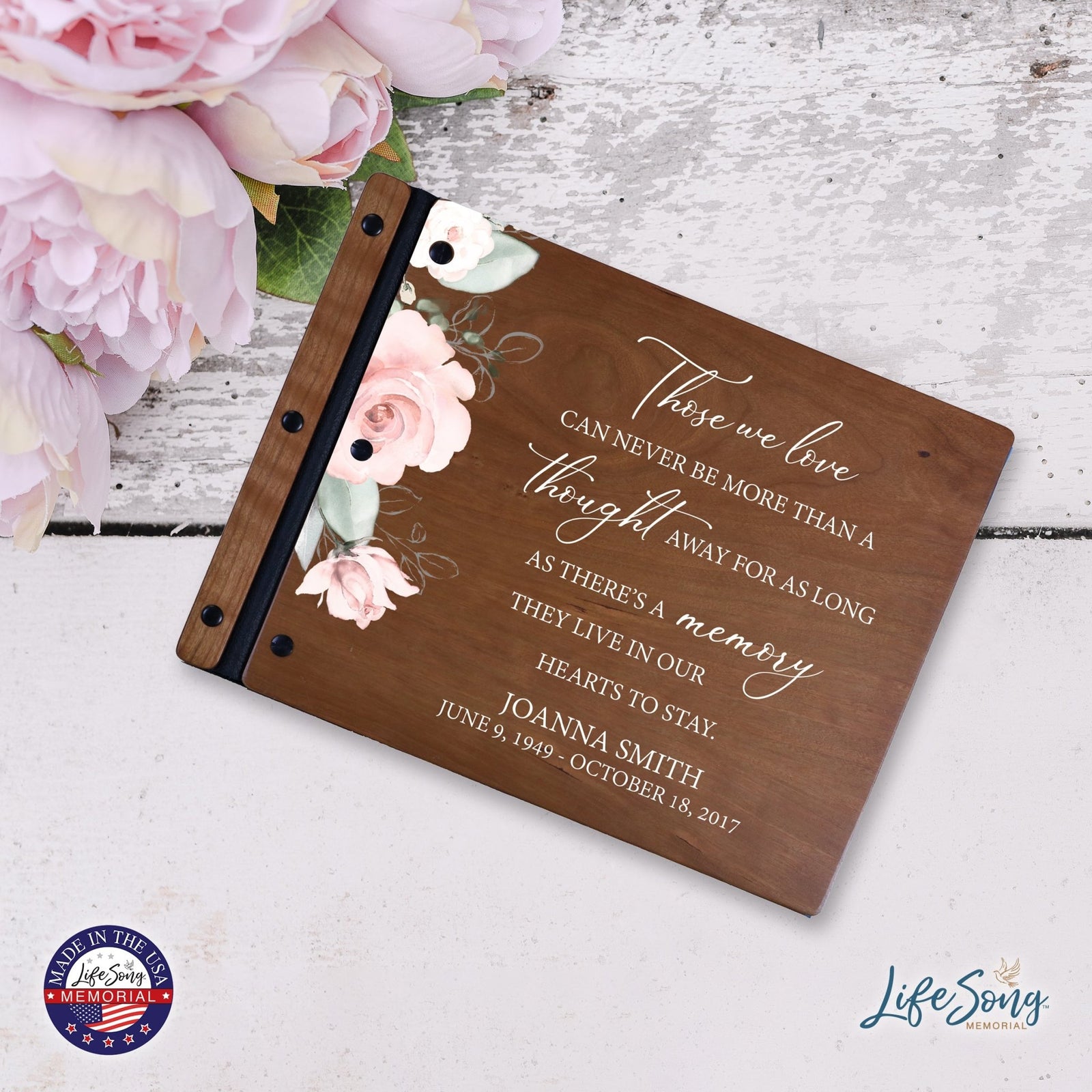 Custom Large Wooden Memorial Guestbook 13.375x10in - Those We Love - LifeSong Milestones