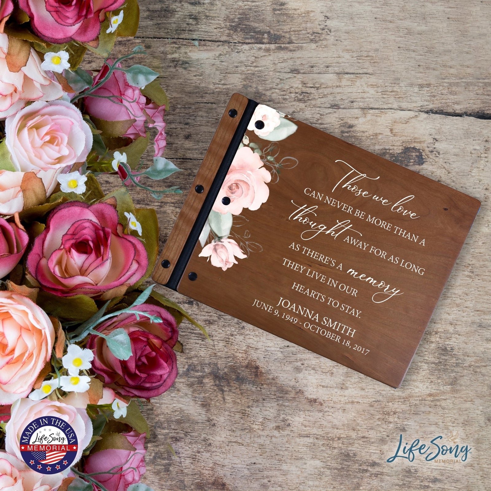 Custom Large Wooden Memorial Guestbook 13.375x10in - Those We Love - LifeSong Milestones
