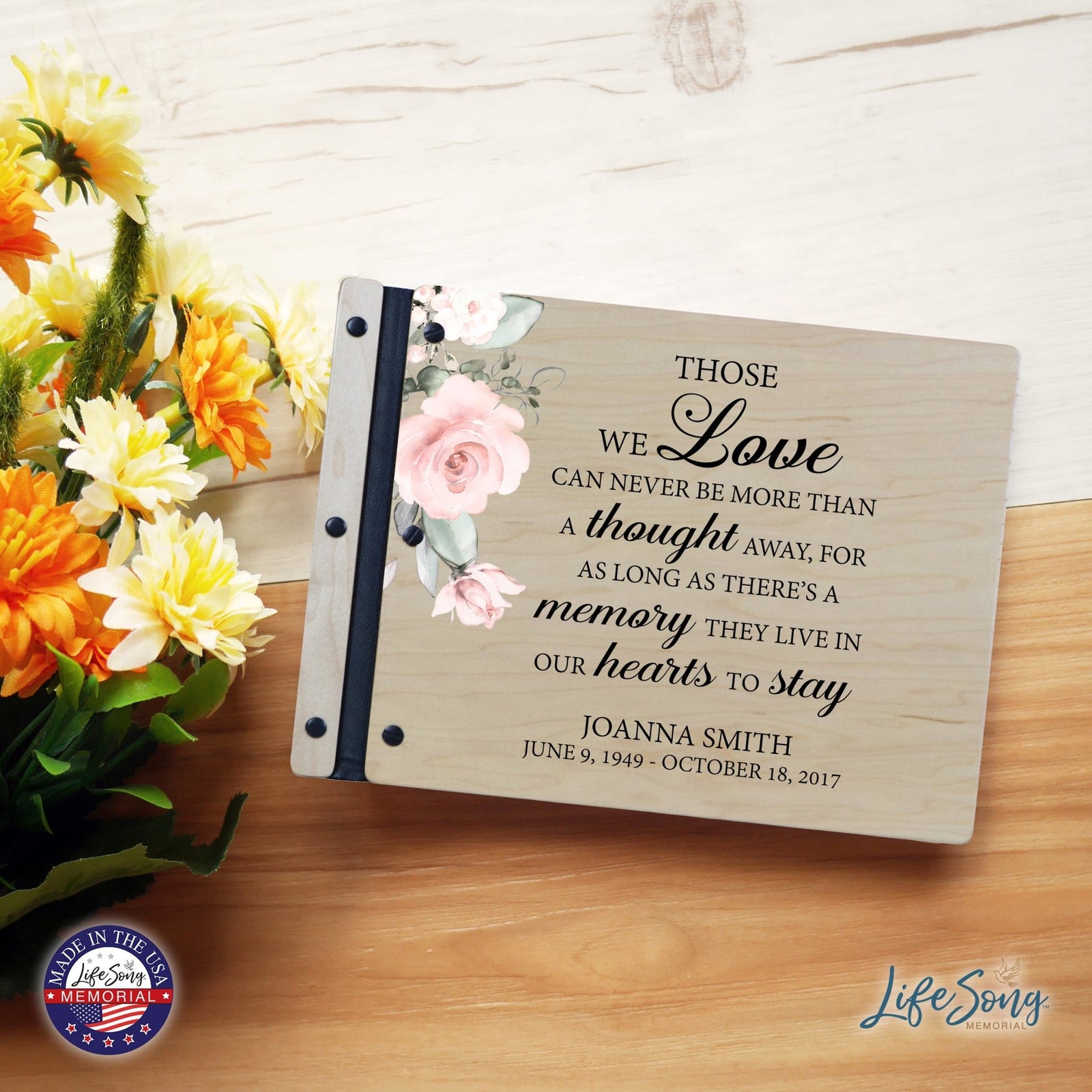 Custom Large Wooden Memorial Guestbook 13.375x10in - Those We Love - LifeSong Milestones