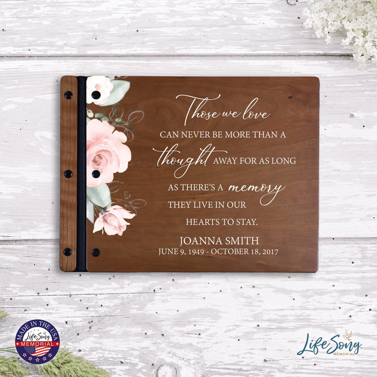 Custom Large Wooden Memorial Guestbook 13.375x10in - Those We Love - LifeSong Milestones