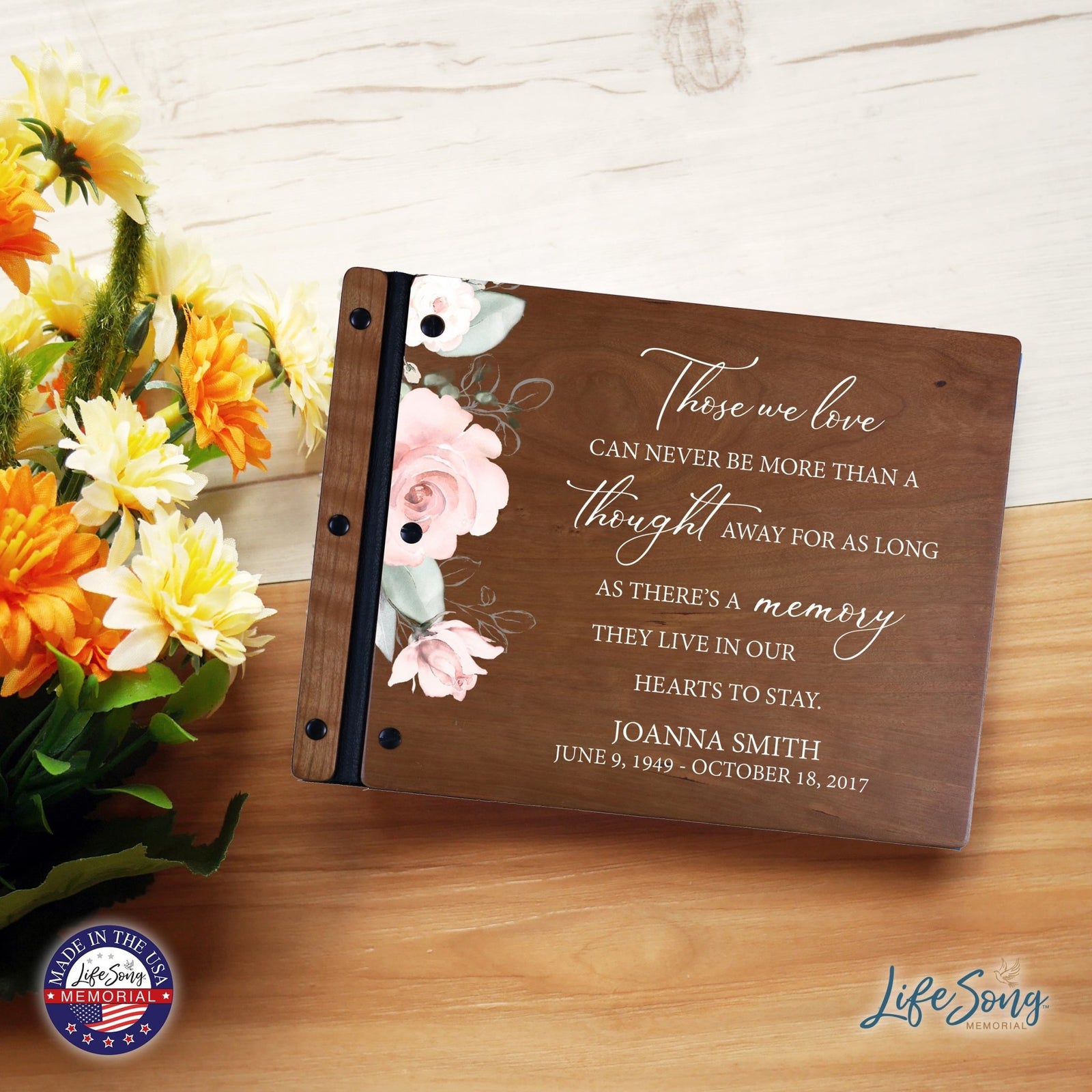 Custom Large Wooden Memorial Guestbook 13.375x10in - Those We Love - LifeSong Milestones