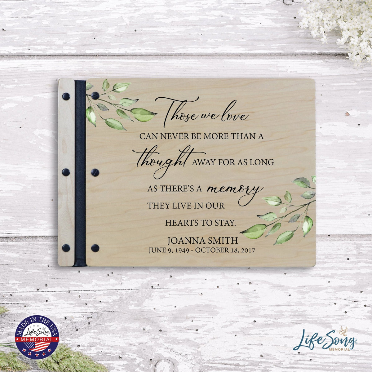 Custom Large Wooden Memorial Guestbook 13.375x10in - Those We Love (Maple) - LifeSong Milestones