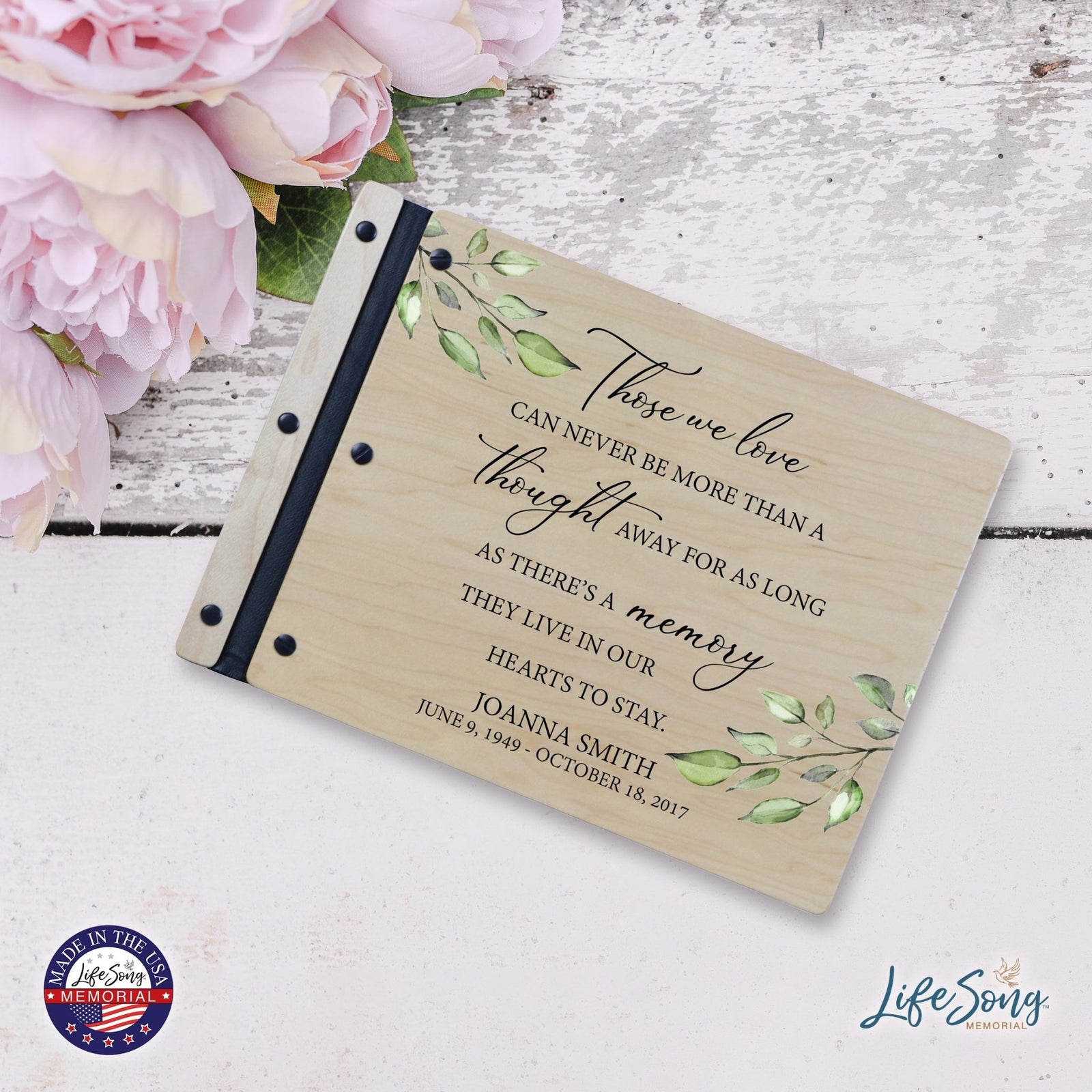 Custom Large Wooden Memorial Guestbook 13.375x10in - Those We Love (Maple) - LifeSong Milestones