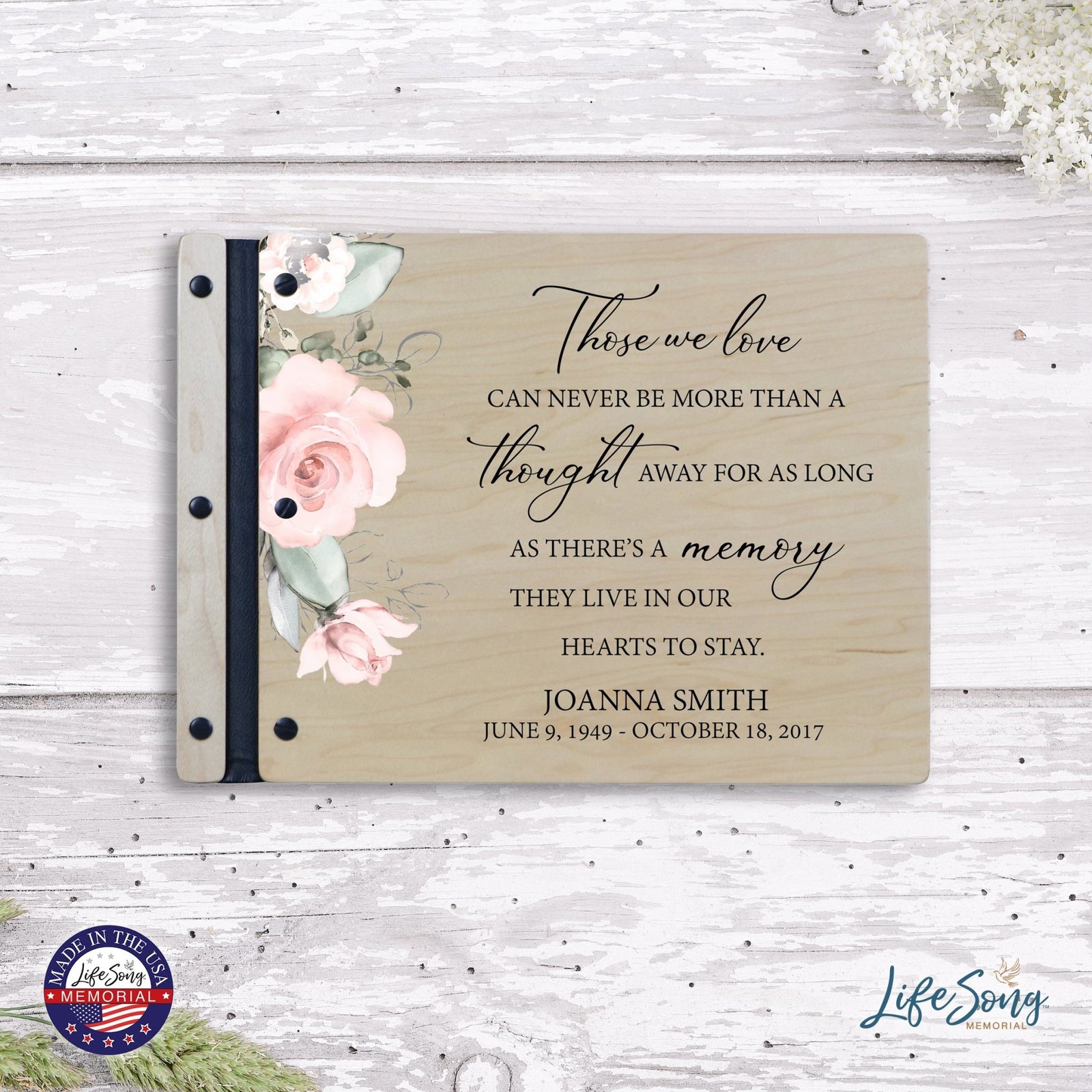 Custom Large Wooden Memorial Guestbook 13.375x10in - Those We Love (Maple) - LifeSong Milestones