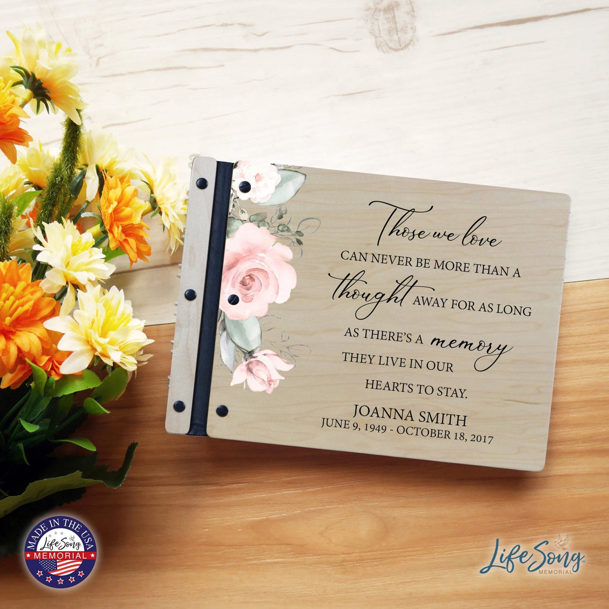 Custom Large Wooden Memorial Guestbook 13.375x10in - Those We Love (Maple) - LifeSong Milestones