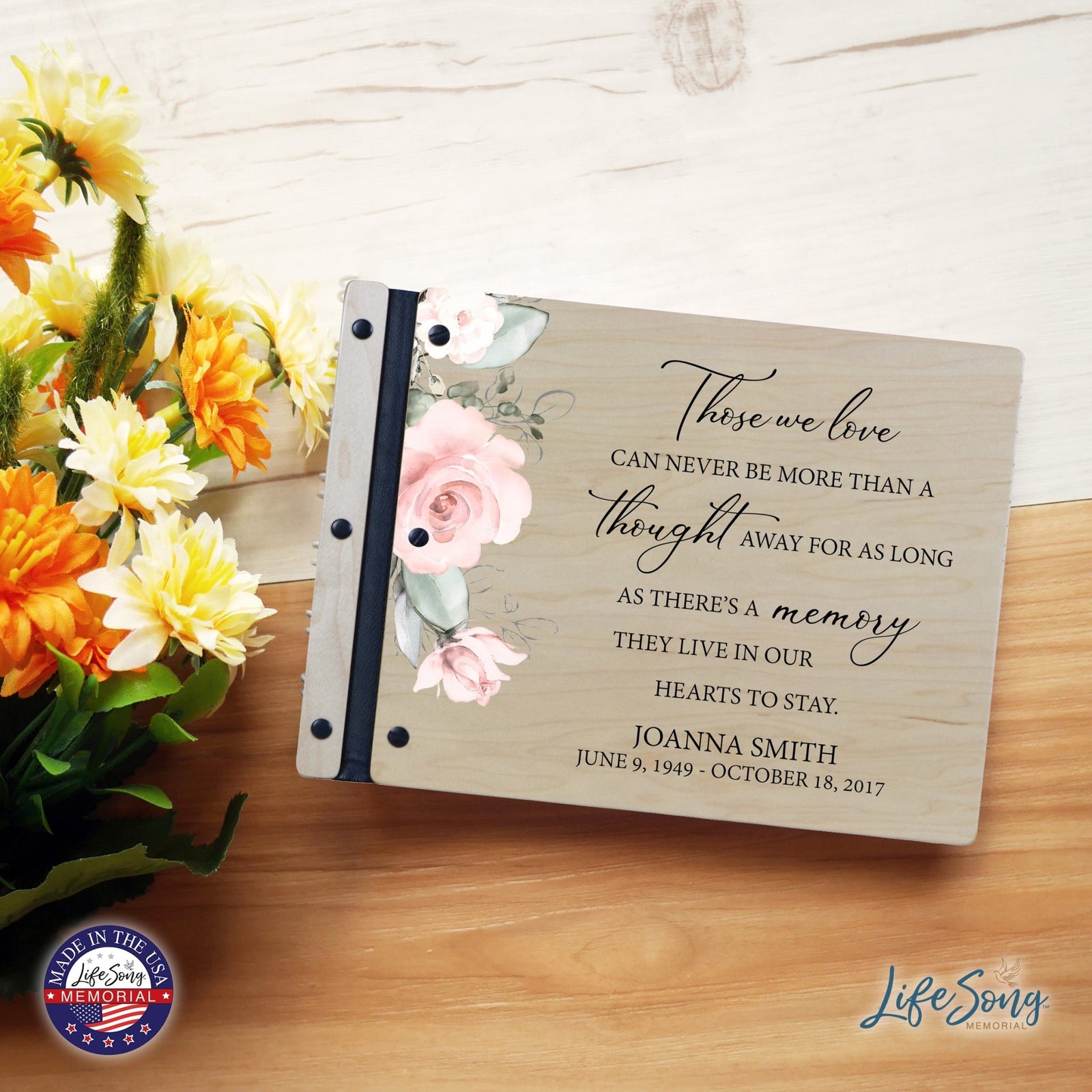 Custom Large Wooden Memorial Guestbook 13.375x10in - Those We Love (Maple) - LifeSong Milestones