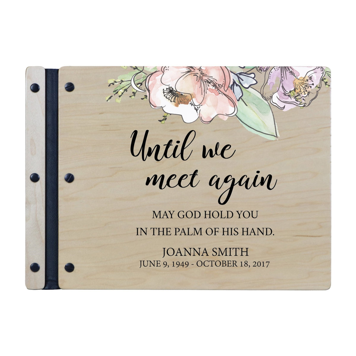 Custom Large Wooden Memorial Guestbook 13.375x10in Until We Meet Again - LifeSong Milestones