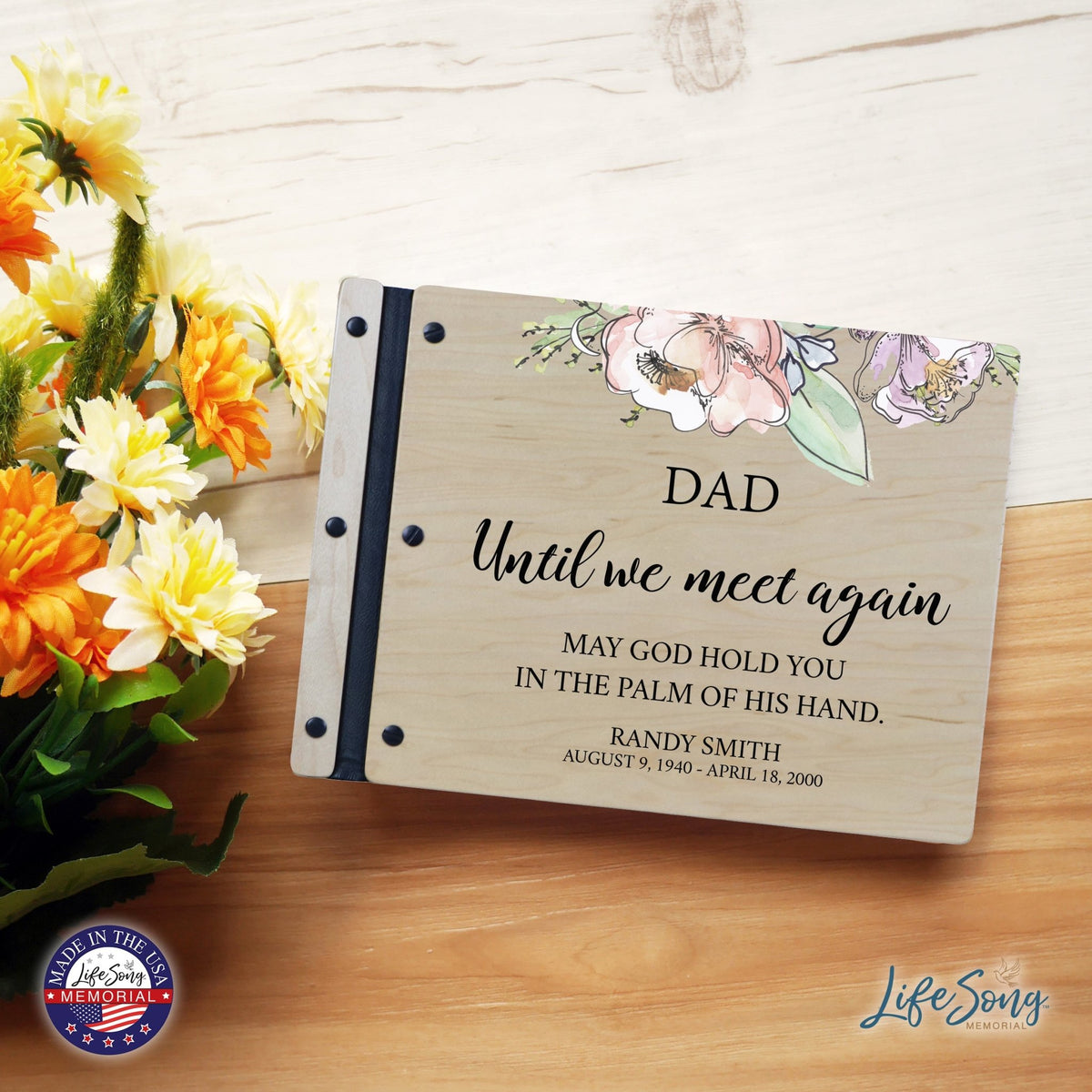 Custom Large Wooden Memorial Guestbook 13.375x10in Until We Meet Again (Maple) - LifeSong Milestones
