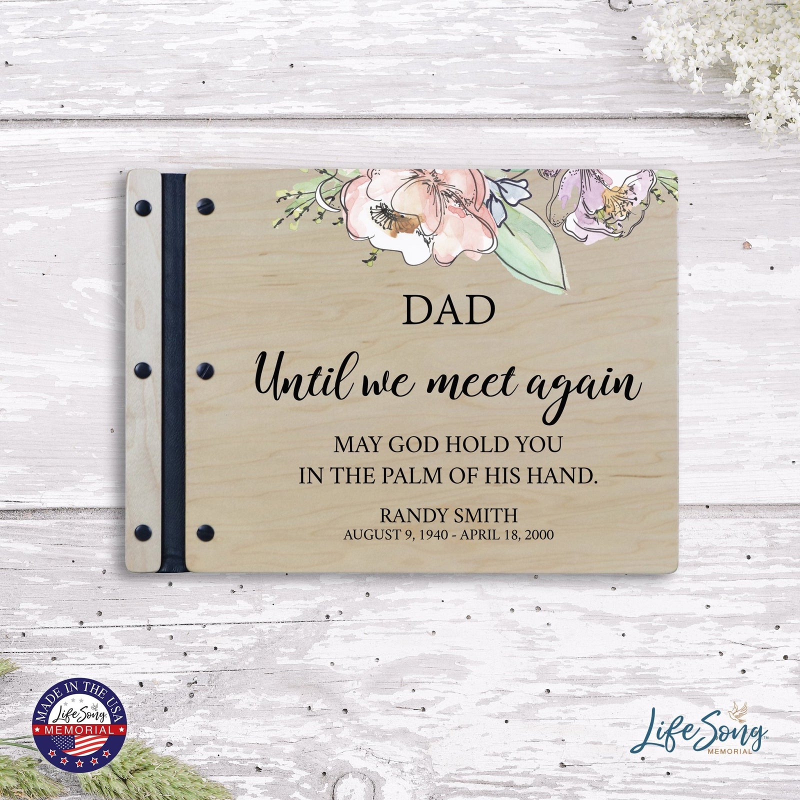 Custom Large Wooden Memorial Guestbook 13.375x10in Until We Meet Again (Maple) - LifeSong Milestones