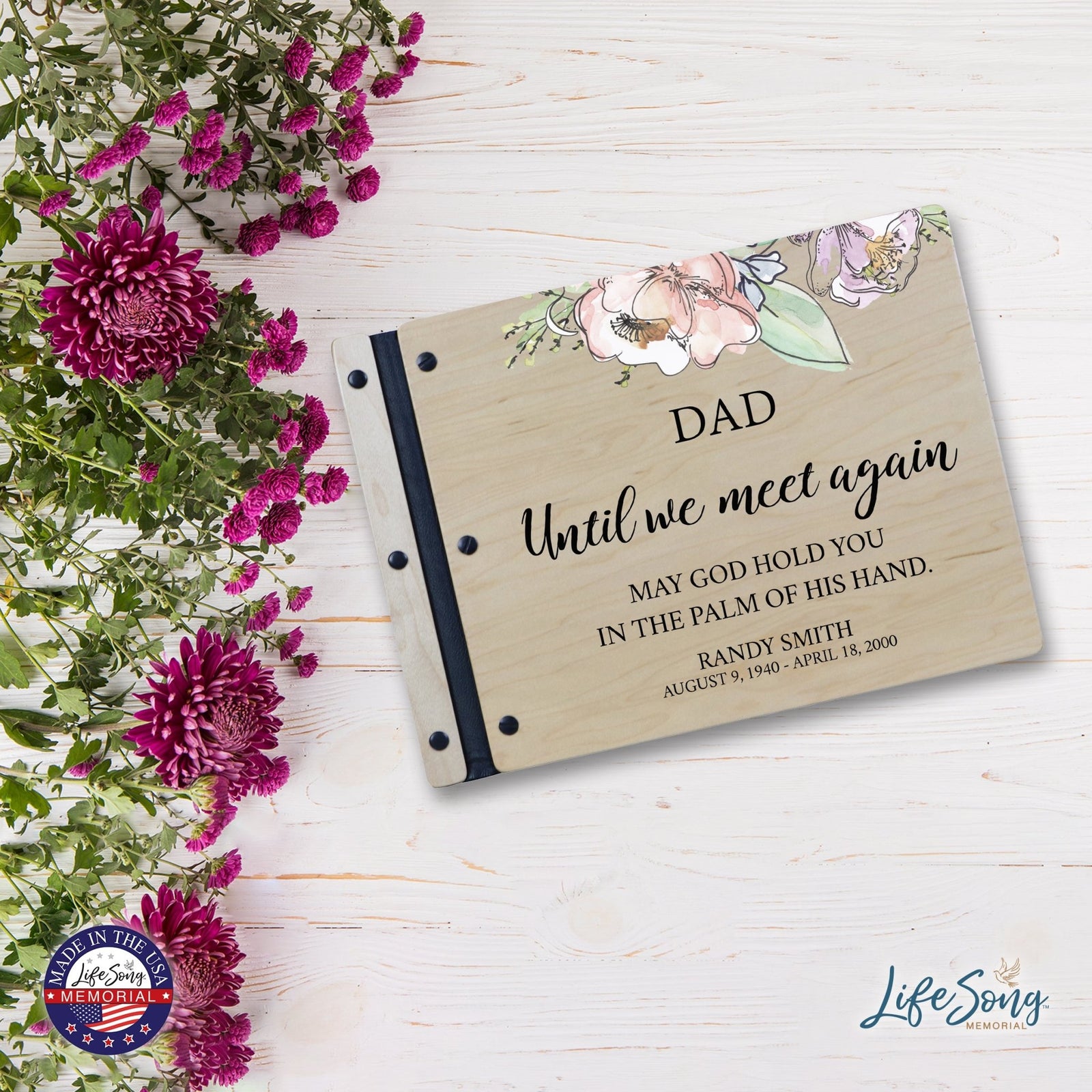 Custom Large Wooden Memorial Guestbook 13.375x10in Until We Meet Again (Maple) - LifeSong Milestones