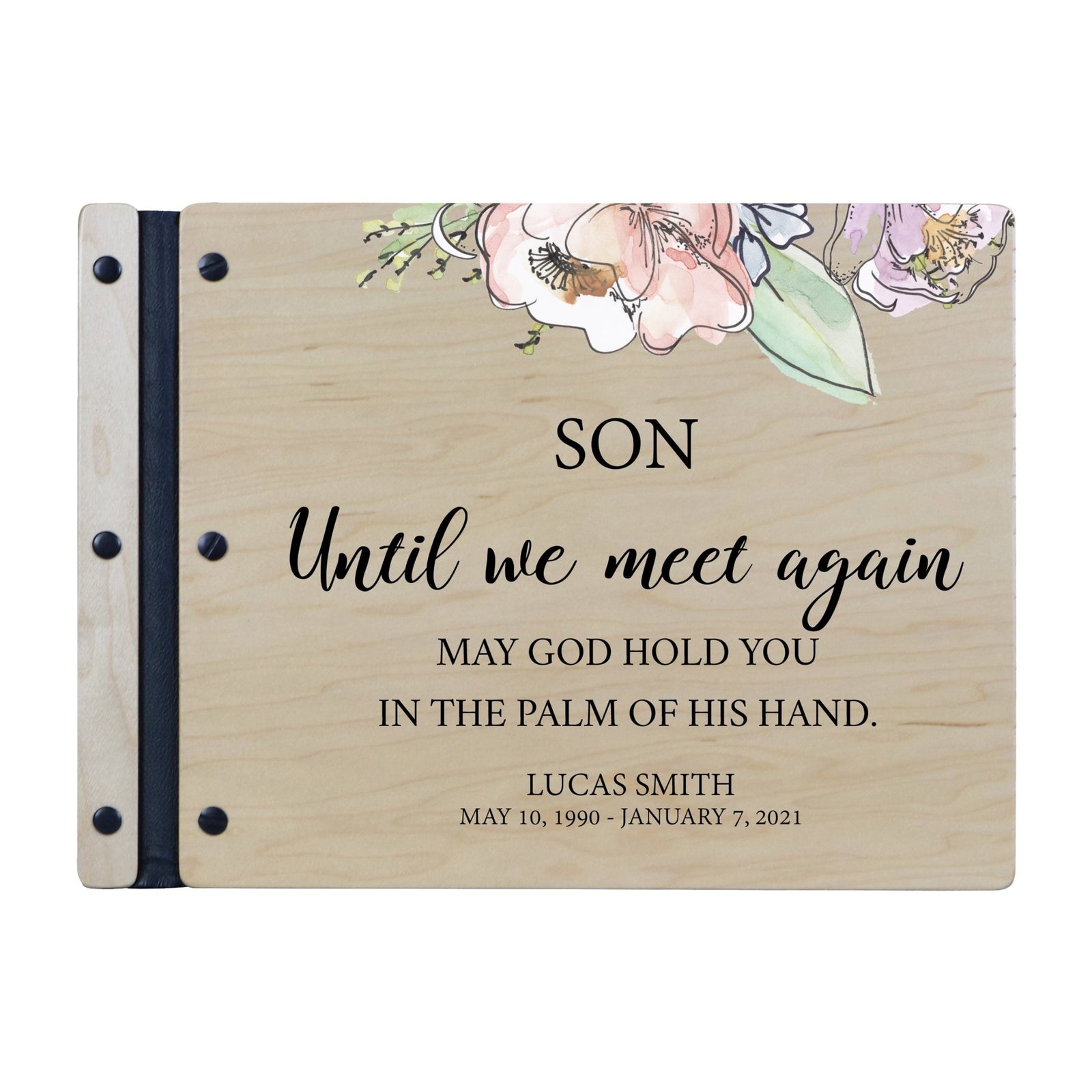 Custom Large Wooden Memorial Guestbook 13.375x10in Until We Meet Again (Maple) - LifeSong Milestones