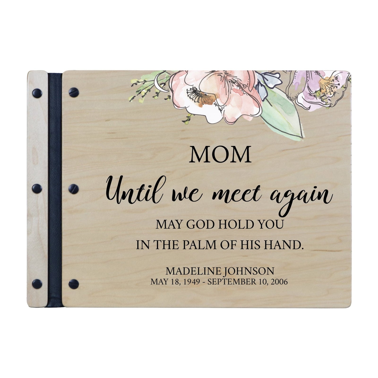 Custom Large Wooden Memorial Guestbook 13.375x10in Until We Meet Again (Maple) - LifeSong Milestones
