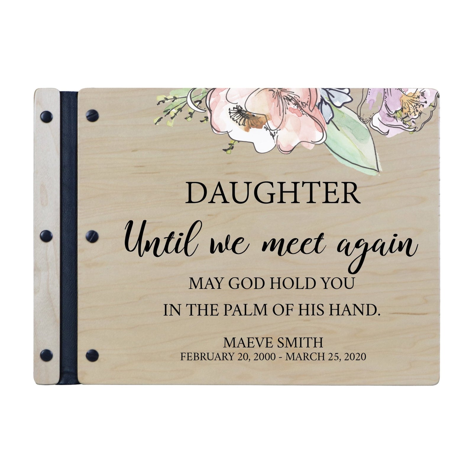 Custom Large Wooden Memorial Guestbook 13.375x10in Until We Meet Again (Maple) - LifeSong Milestones