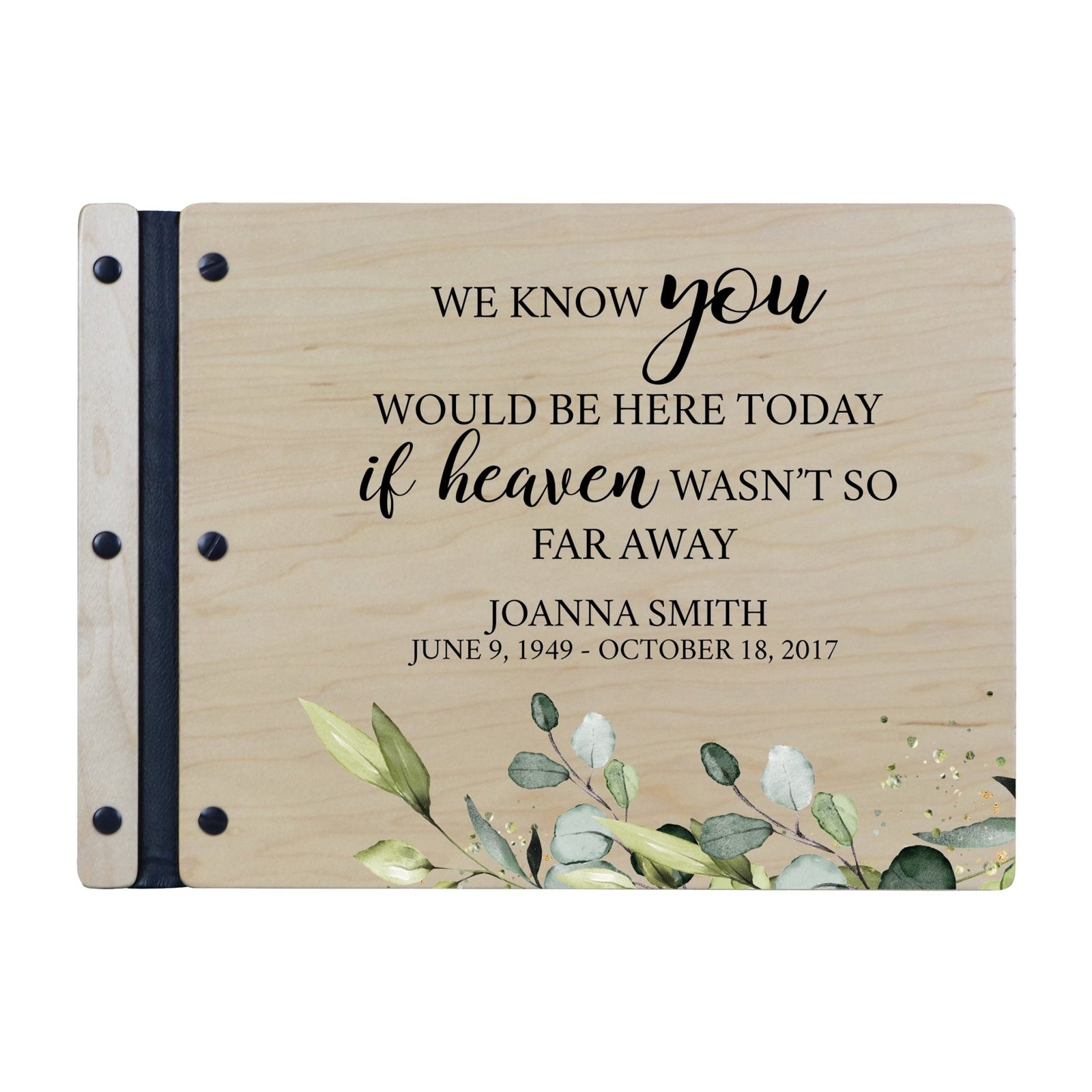 Custom Large Wooden Memorial Guestbook 13.375x10in - We Know You - LifeSong Milestones