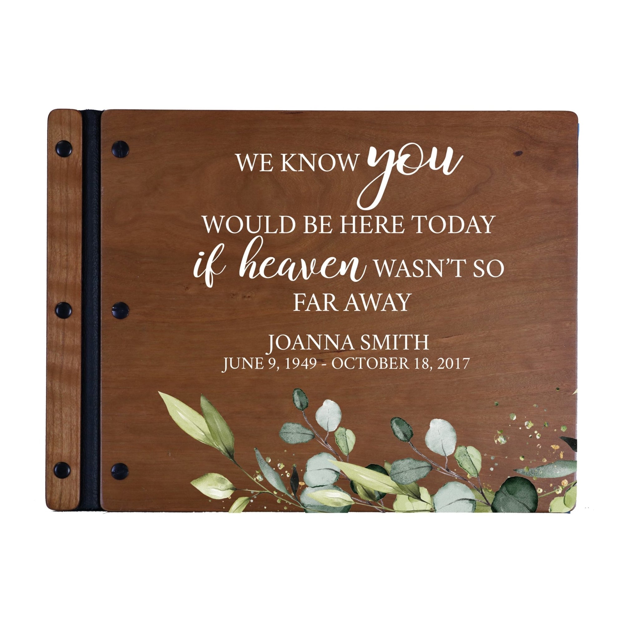 Custom Large Wooden Memorial Guestbook 13.375x10in - We Know You - LifeSong Milestones