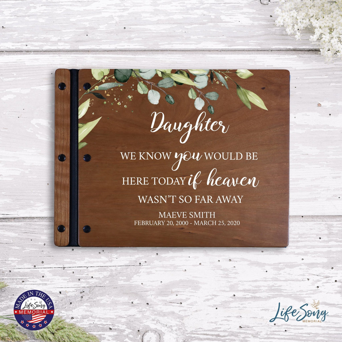 Custom Large Wooden Memorial Guestbook 13.375x10in - We Know You (Cherry) - LifeSong Milestones