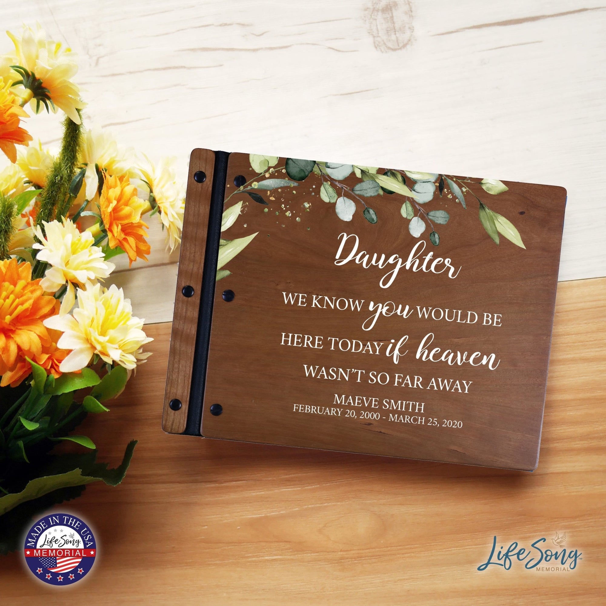 Custom Large Wooden Memorial Guestbook 13.375x10in - We Know You (Cherry) - LifeSong Milestones
