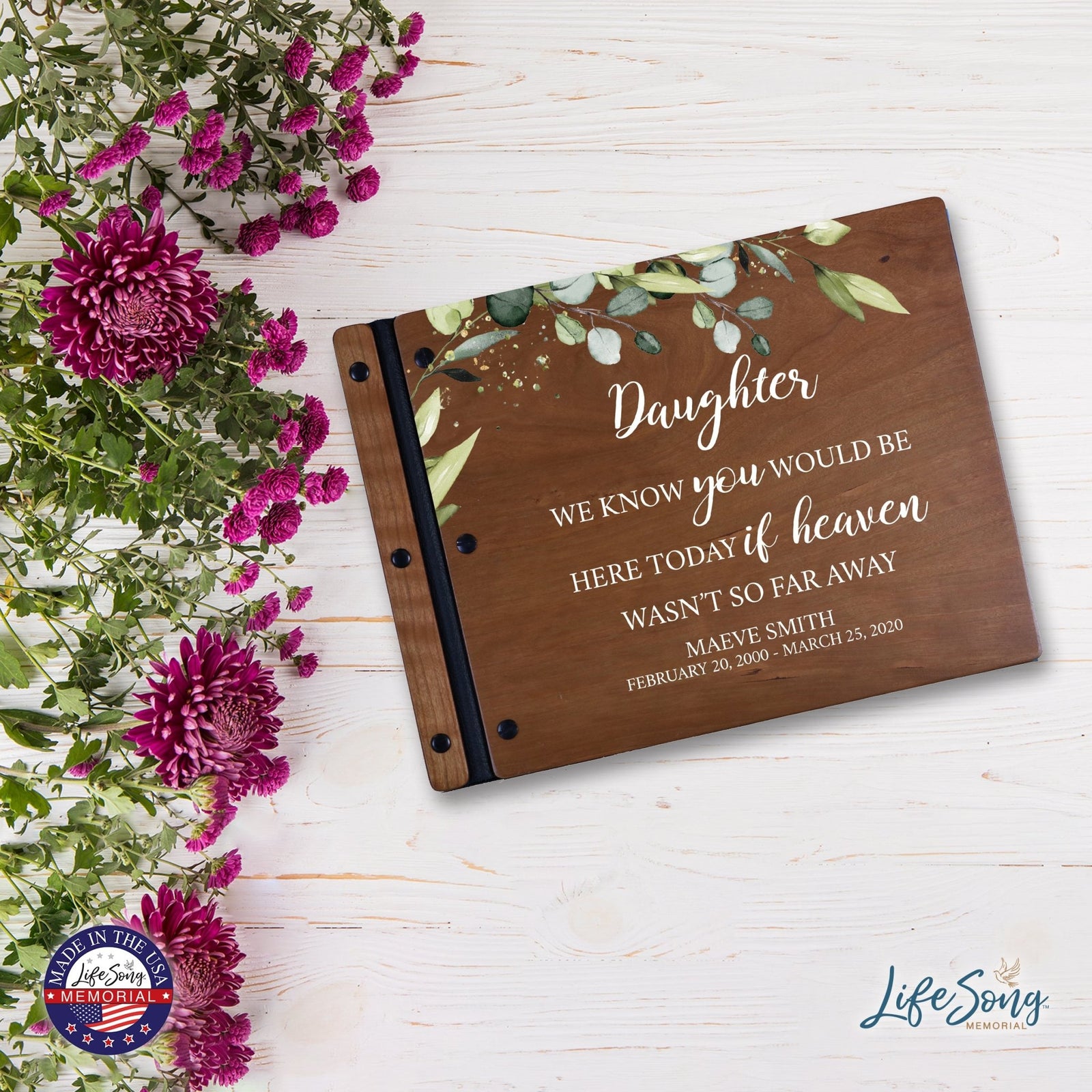 Custom Large Wooden Memorial Guestbook 13.375x10in - We Know You (Cherry) - LifeSong Milestones