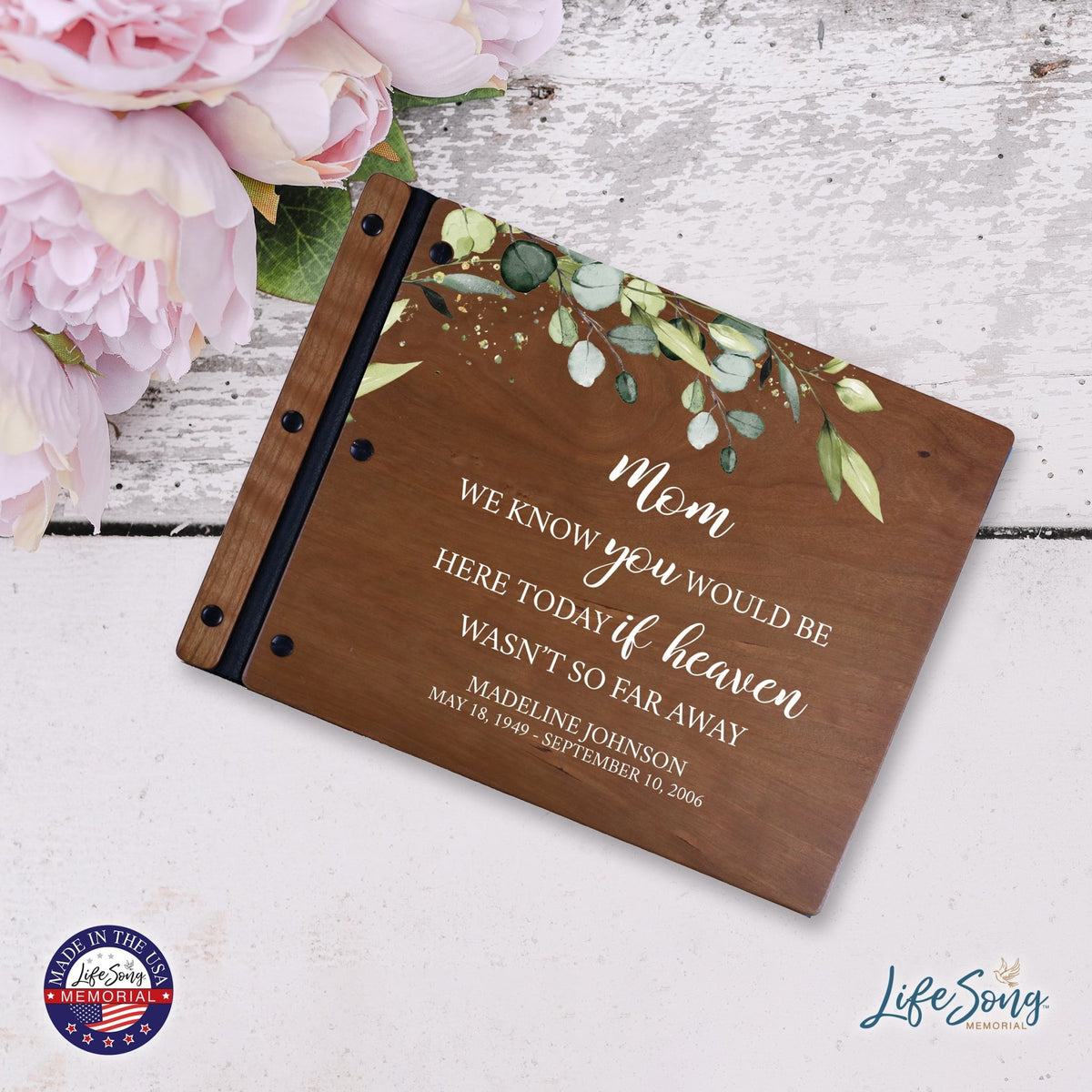 Custom Large Wooden Memorial Guestbook 13.375x10in - We Know You (Cherry) - LifeSong Milestones