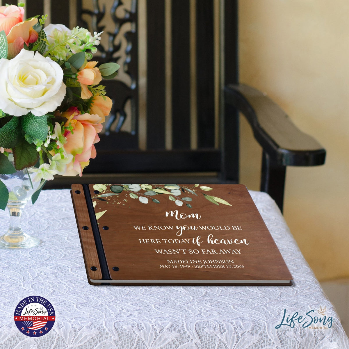 Custom Large Wooden Memorial Guestbook 13.375x10in - We Know You (Cherry) - LifeSong Milestones