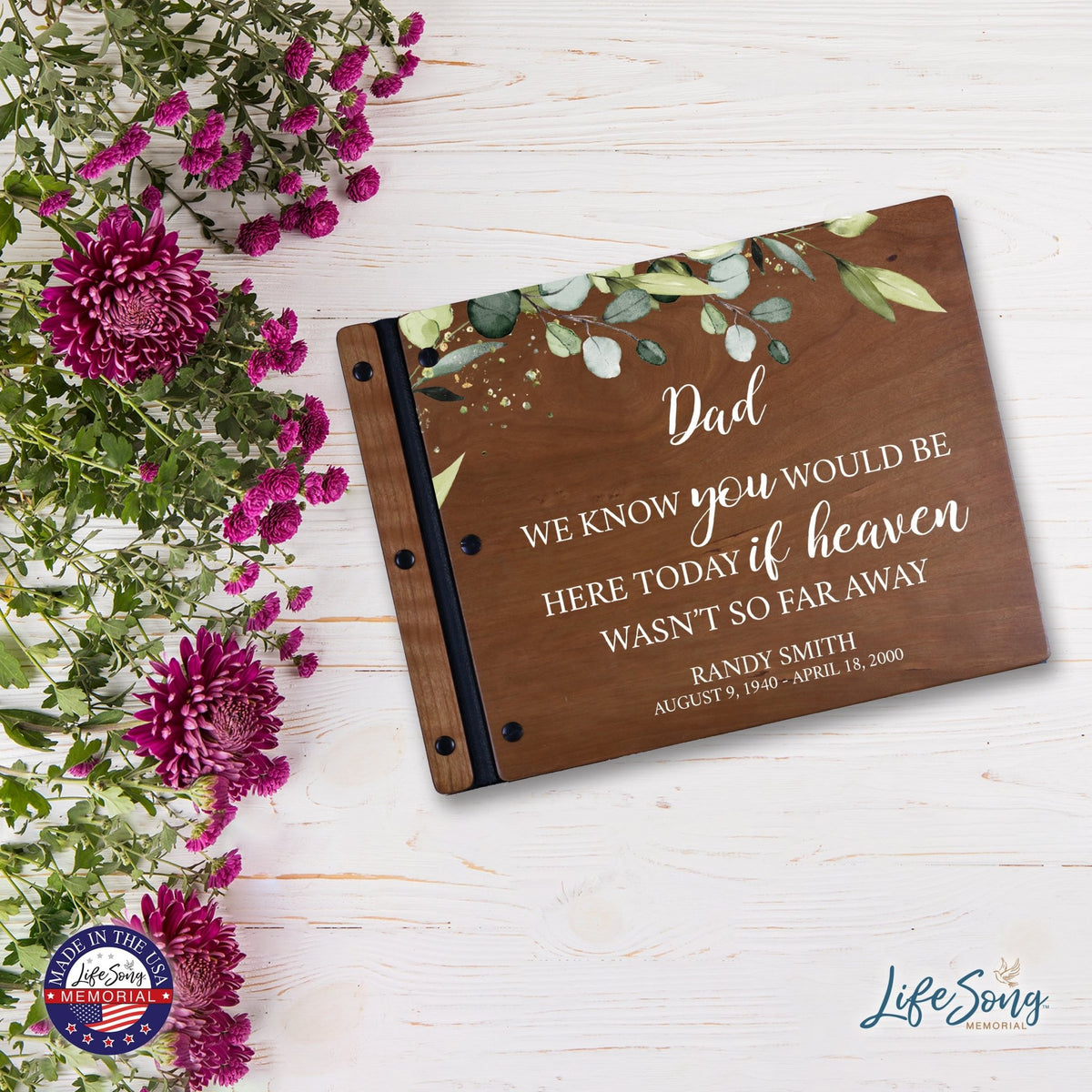 Custom Large Wooden Memorial Guestbook 13.375x10in - We Know You (Cherry) - LifeSong Milestones