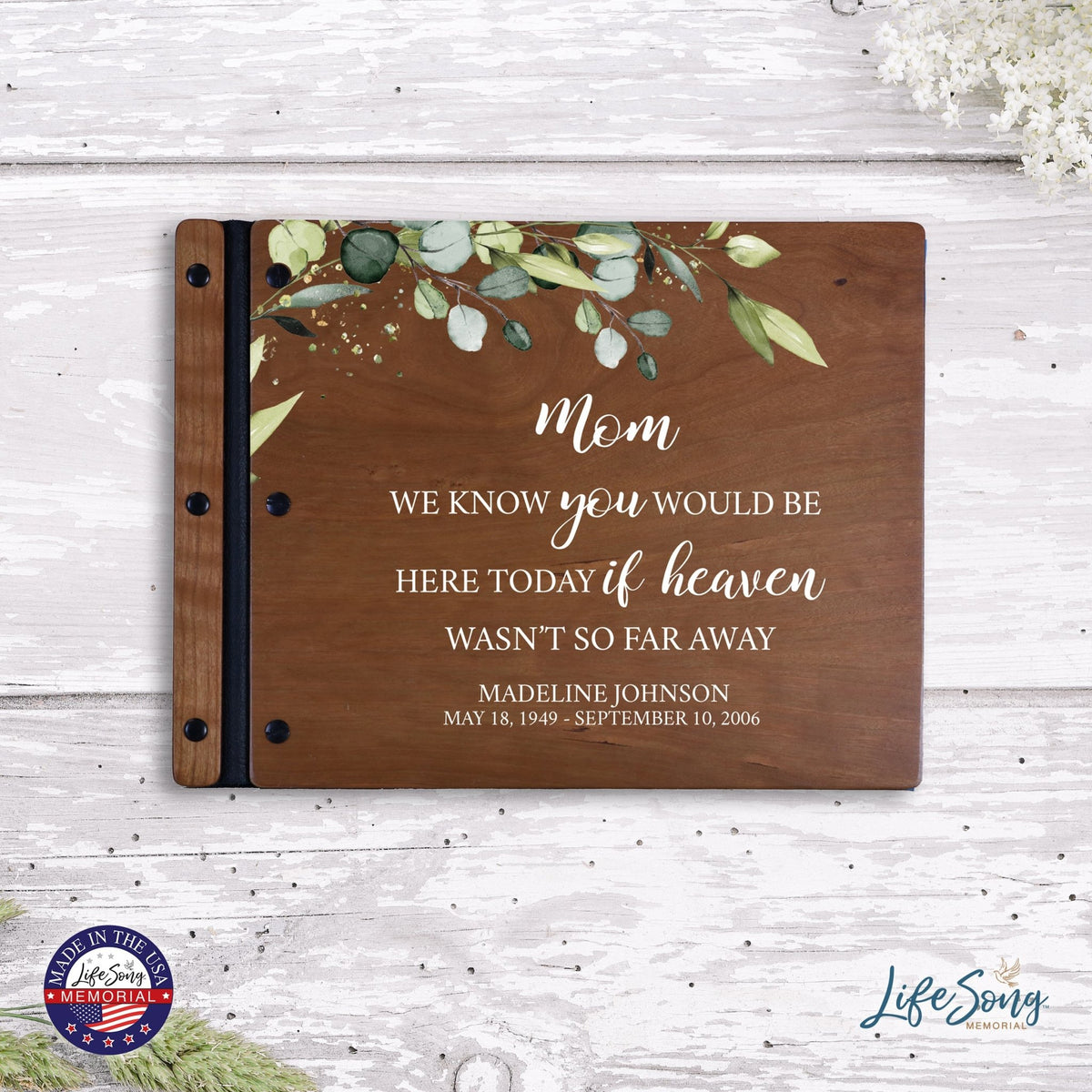 Custom Large Wooden Memorial Guestbook 13.375x10in - We Know You (Cherry) - LifeSong Milestones