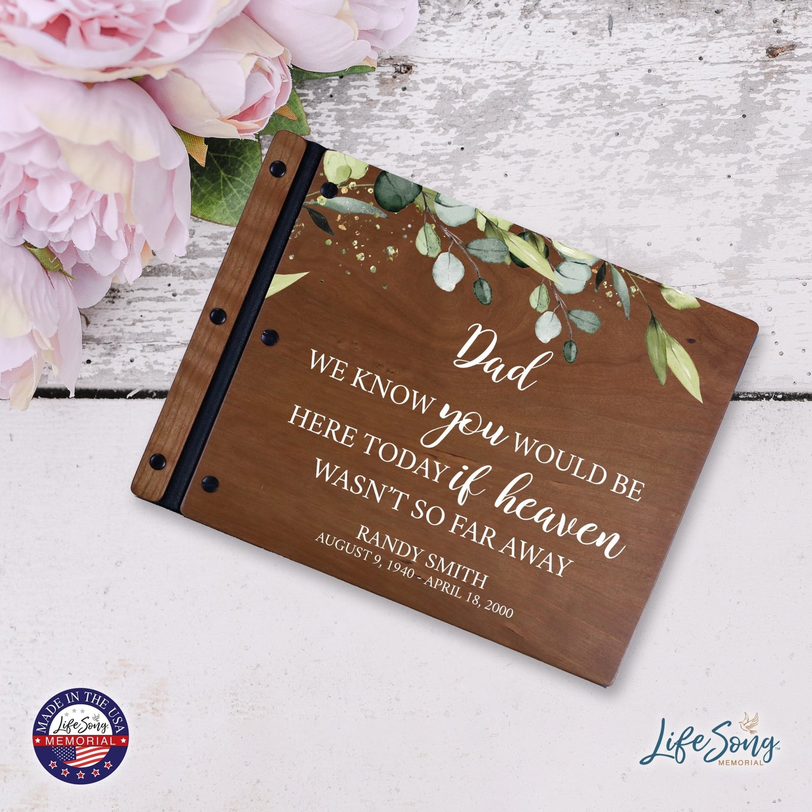 Custom Large Wooden Memorial Guestbook 13.375x10in - We Know You (Cherry) - LifeSong Milestones