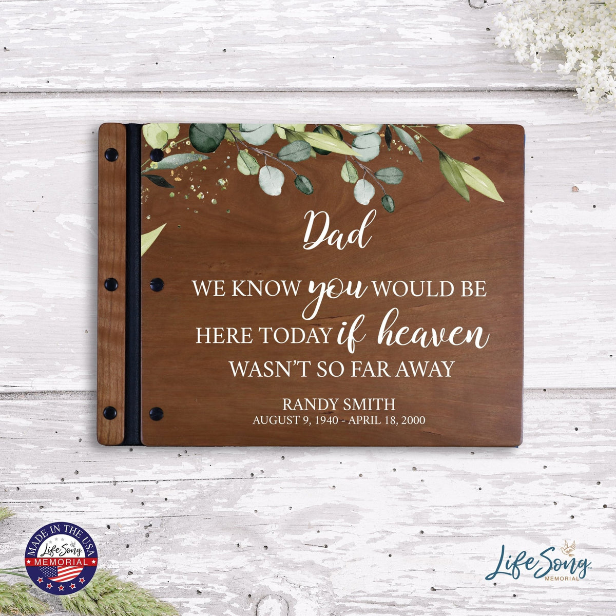 Custom Large Wooden Memorial Guestbook 13.375x10in - We Know You (Cherry) - LifeSong Milestones