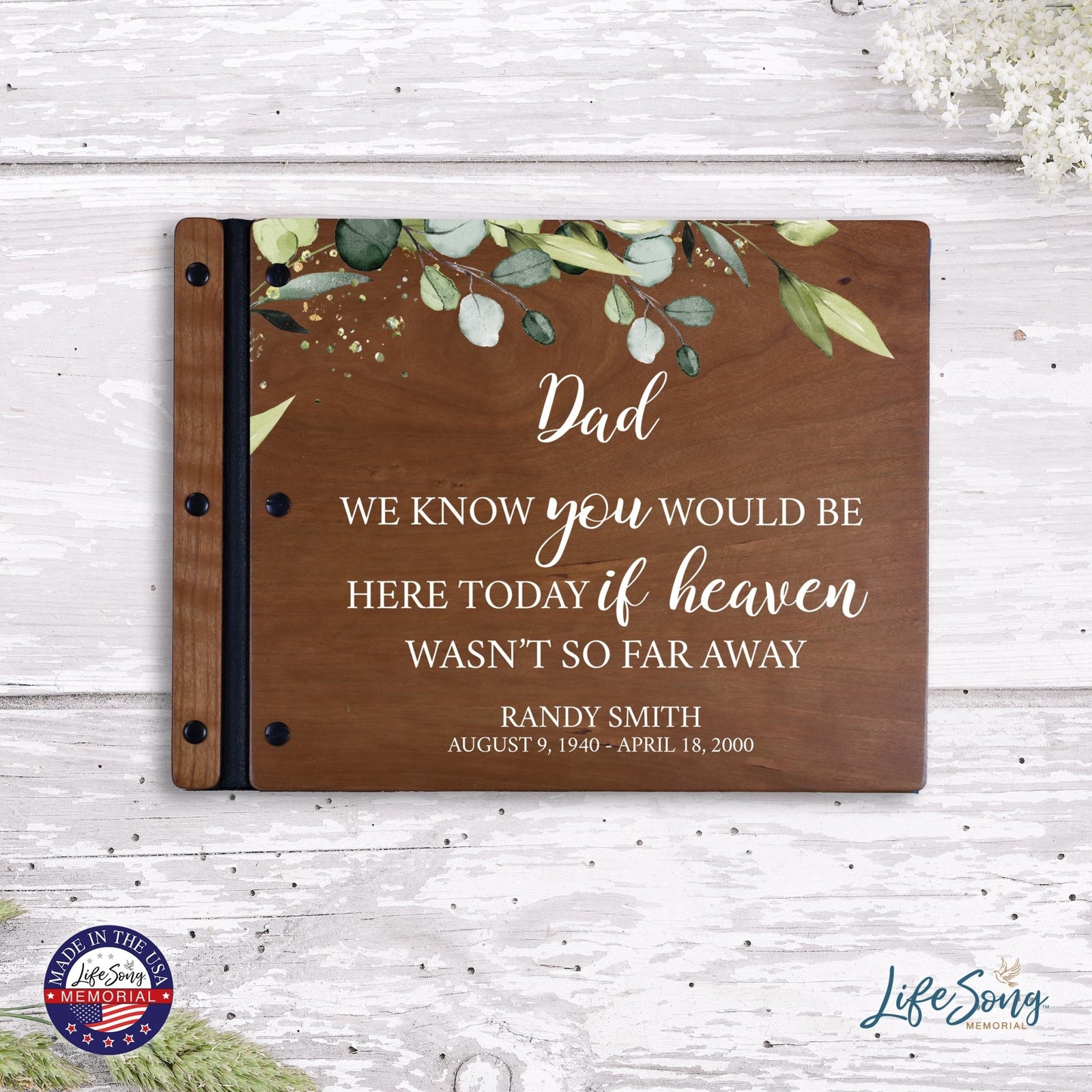 Custom Large Wooden Memorial Guestbook 13.375x10in - We Know You (Cherry) - LifeSong Milestones