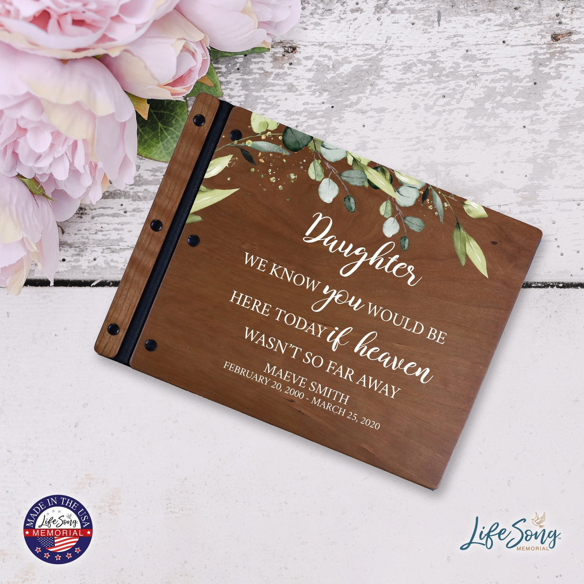 Custom Large Wooden Memorial Guestbook 13.375x10in - We Know You (Cherry) - LifeSong Milestones