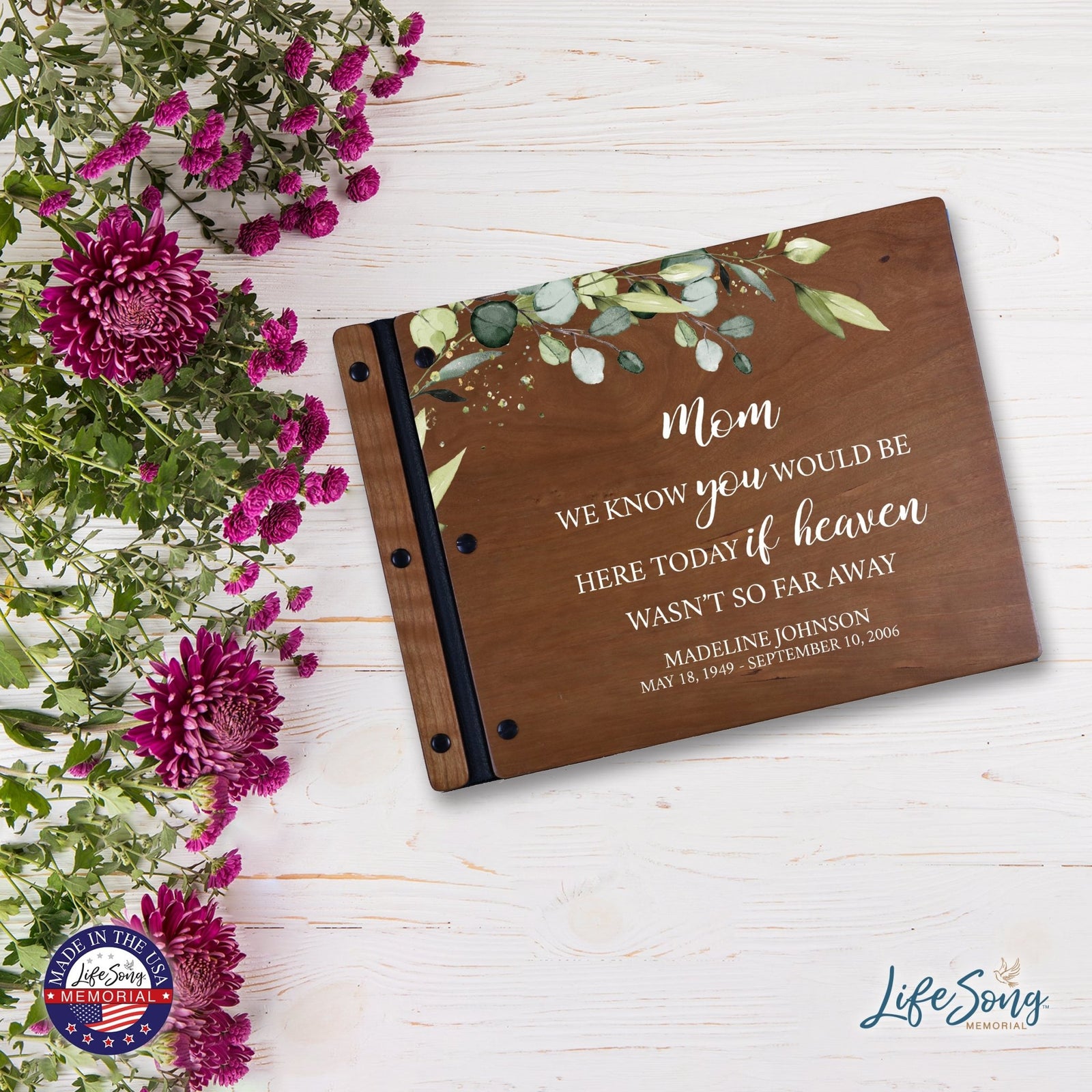 Custom Large Wooden Memorial Guestbook 13.375x10in - We Know You (Cherry) - LifeSong Milestones