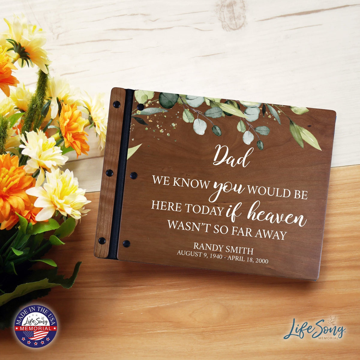 Custom Large Wooden Memorial Guestbook 13.375x10in - We Know You (Cherry) - LifeSong Milestones