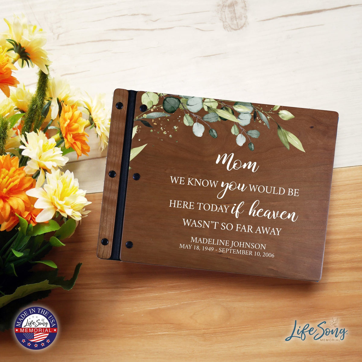Custom Large Wooden Memorial Guestbook 13.375x10in - We Know You (Cherry) - LifeSong Milestones