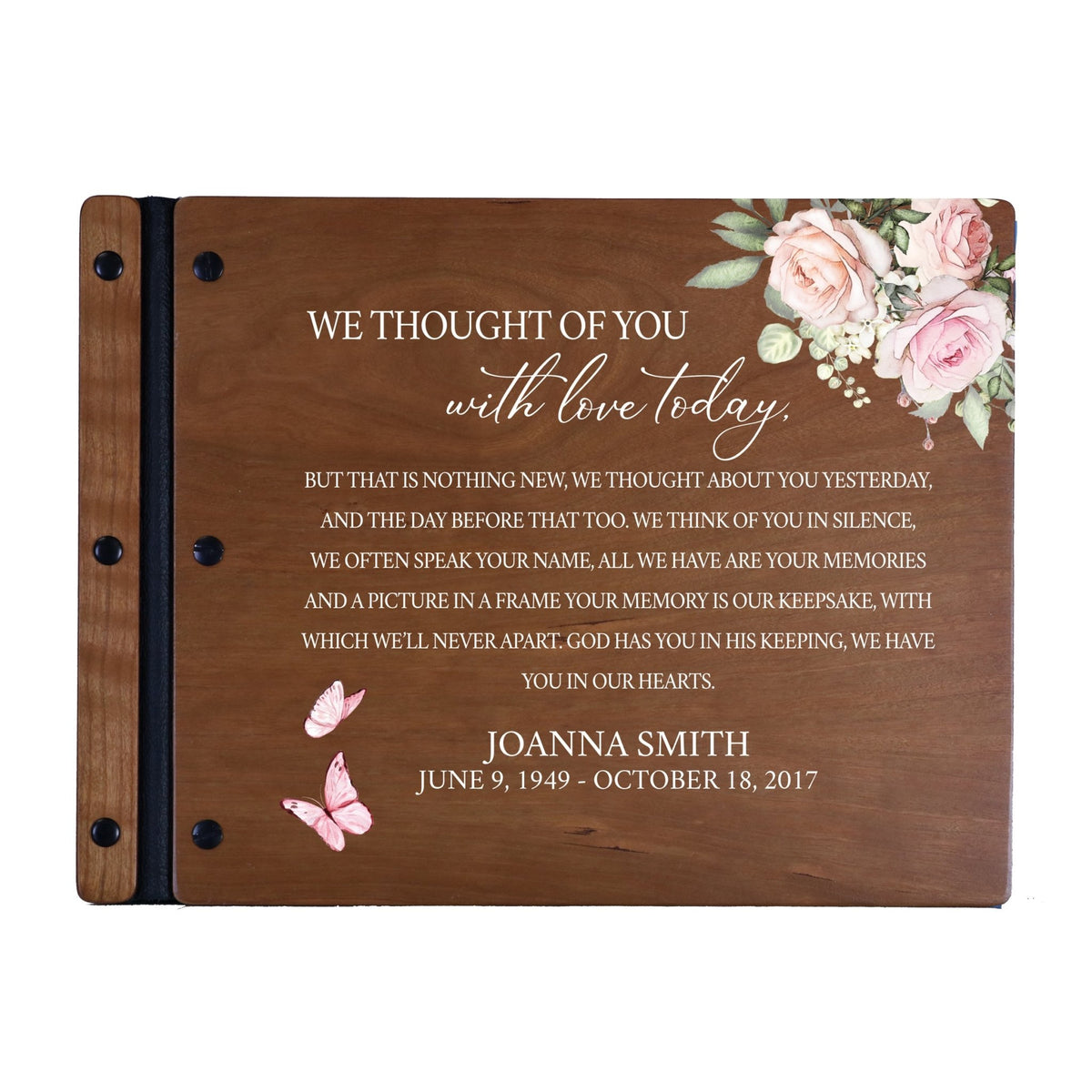 Custom Large Wooden Memorial Guestbook 13.375x10in - We Thought Of - LifeSong Milestones