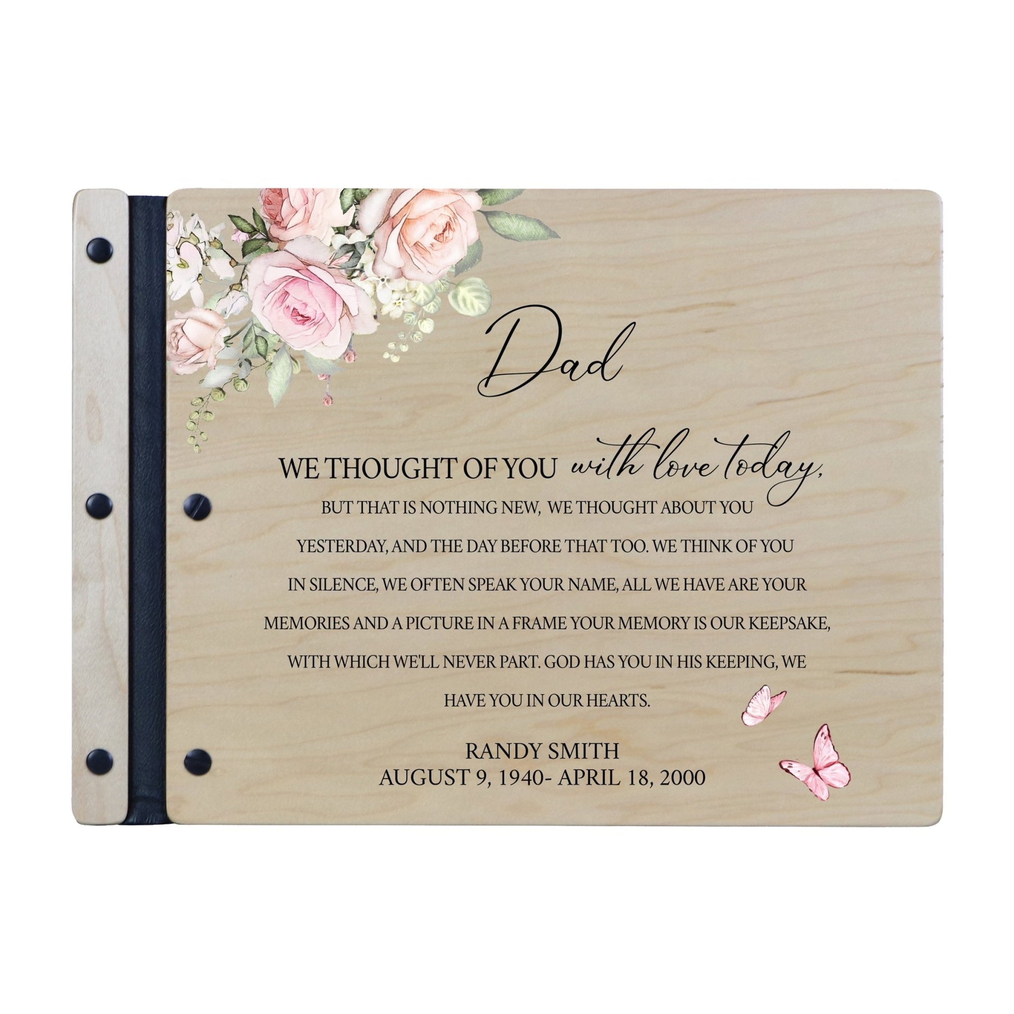 Custom Large Wooden Memorial Guestbook 13.375x10in - We Thought Of (Maple) - LifeSong Milestones