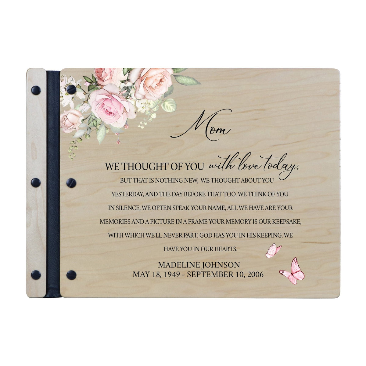 Custom Large Wooden Memorial Guestbook 13.375x10in - We Thought Of (Maple) - LifeSong Milestones