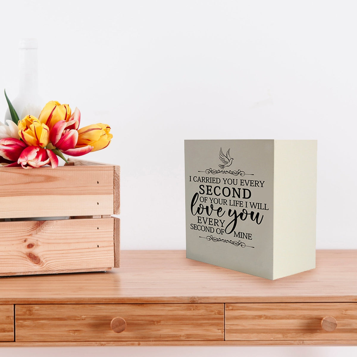 Custom Memorial 6x6 Shadow Box Urn I Carried You Dove holds 53 cu in - LifeSong Milestones
