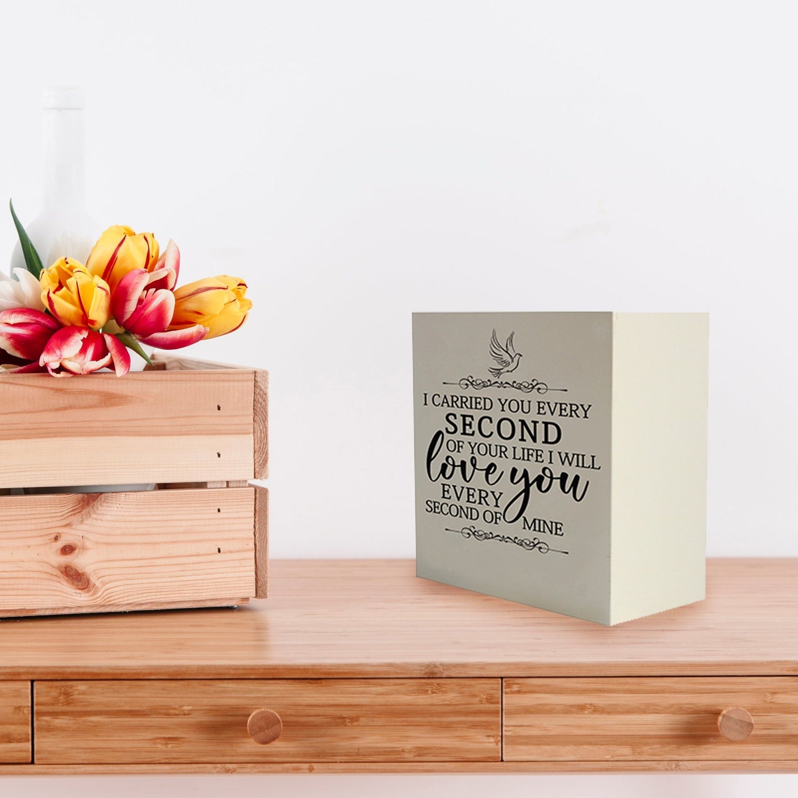 Custom Memorial 6x6 Shadow Box Urn I Carried You Dove holds 53 cu in - LifeSong Milestones
