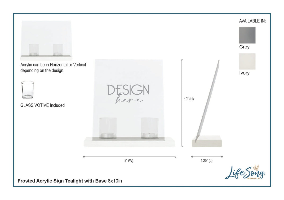 Custom Memorial 8x10 Acrylic Wall Sign with Wooden Base Votive Candle Holder - The Candle Burns - LifeSong Milestones