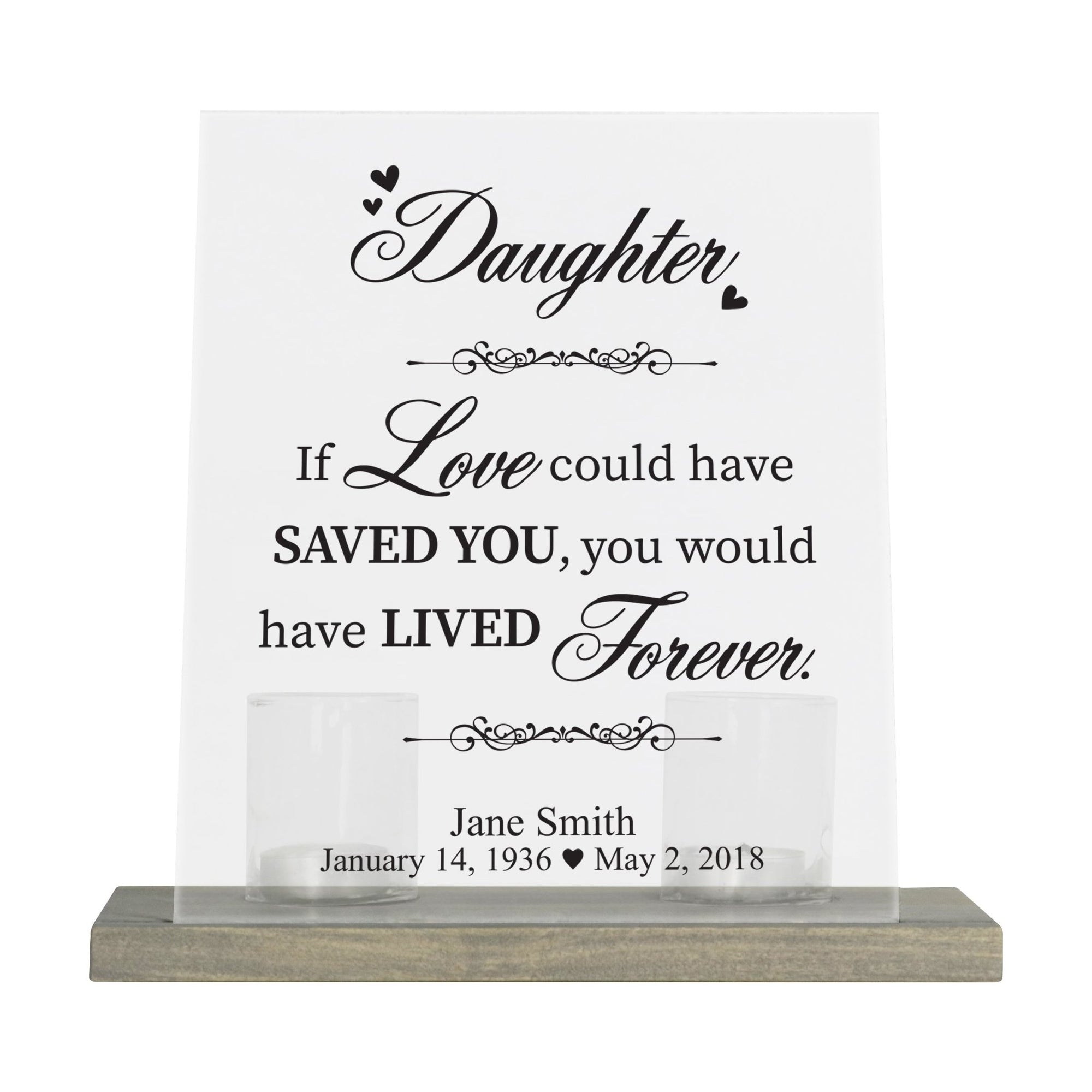 Custom Memorial 8x10 Frosted Acrylic Wall Sign with Grey Wooden Base - If Love Could - LifeSong Milestones