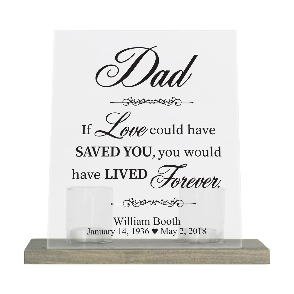 Custom Memorial 8x10 Frosted Acrylic Wall Sign with Grey Wooden Base - If Love Could - LifeSong Milestones