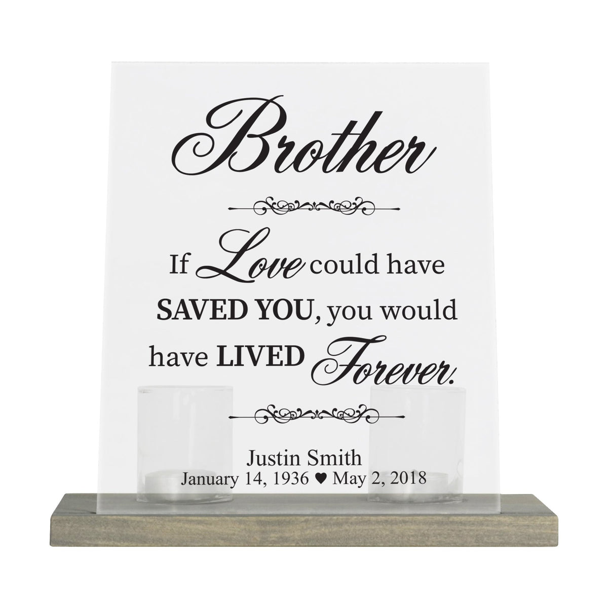 Custom Memorial 8x10 Frosted Acrylic Wall Sign with Grey Wooden Base - If Love Could - LifeSong Milestones